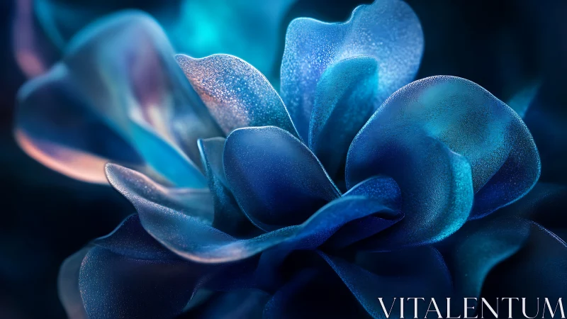 Iridescent blue petals in abstract macro bloom study.