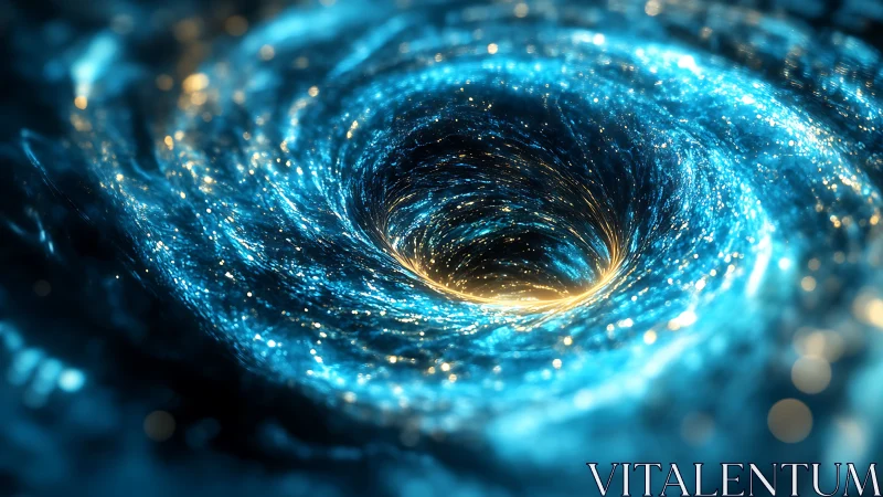 3D cosmic vortex tunnel with luminous particle spiral field.