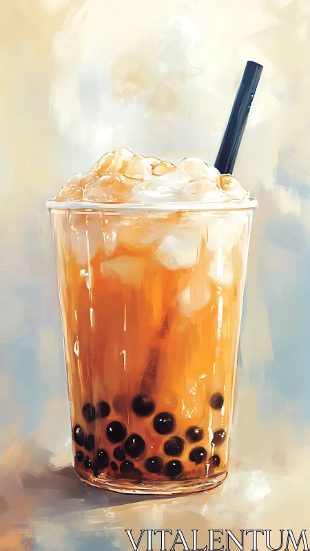 Refreshing Boba Tea with Creamy Toppings