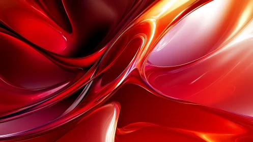 Chromed translucent red fluid curves in high-gloss abstraction