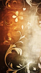 Floral swirl pattern overlays textured warm gradient background