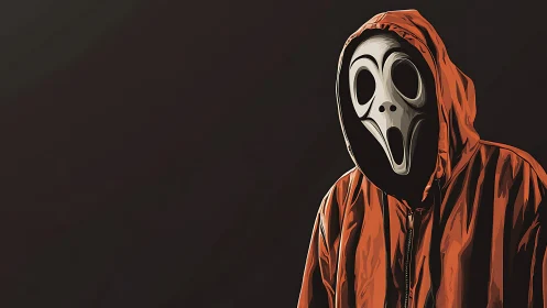 Hooded midnight screamer in cartoon-shadowed silence.