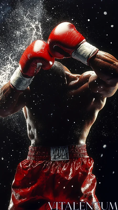 Champion Boxer Throws a Powerful Punch in the Ring