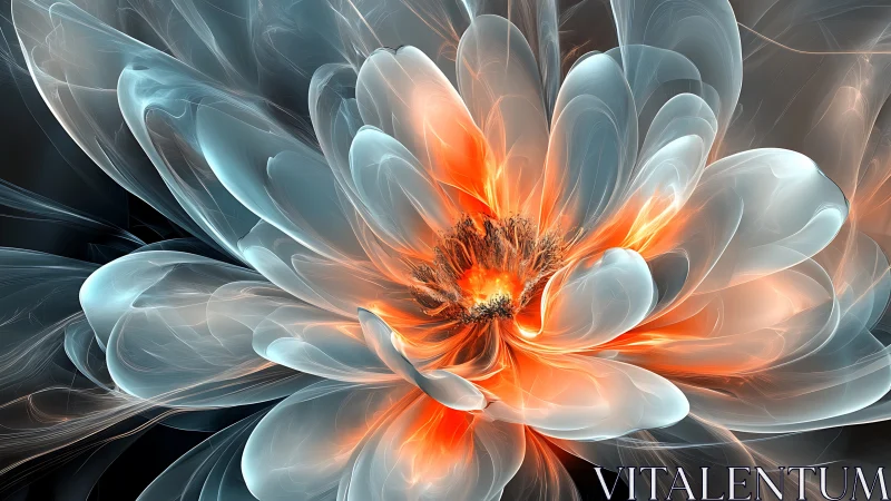 Luminescent fractal flower radiates molten core glow.