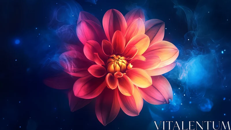 Radiant Bloom Dances Against Cosmic Depths in Luminous Glory