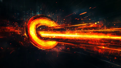 Incandescent Energy Vortex Piercing Dark Urban Landscape