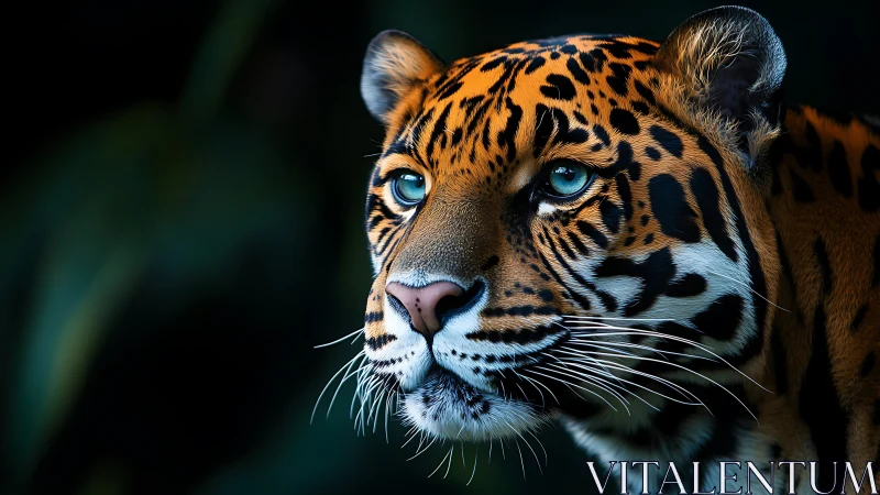 Striking Tiger Portrait with Piercing Blue Eyes