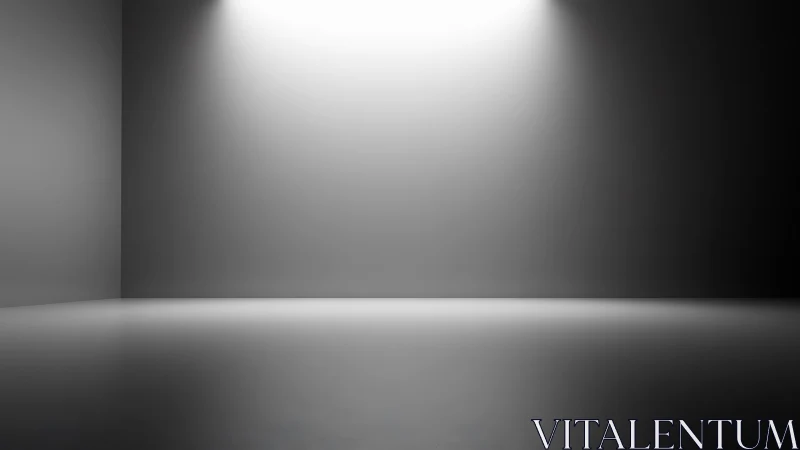 Minimalist grey studio wall glows under twin spotlights