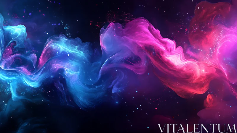 Digital nebula streams in vibrant dual-color abstraction.
