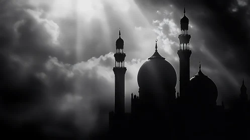 Moonlit domes drink stormlight pouring through restless clouds