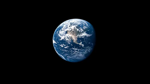 Earth is viewed from space with North America in daylight