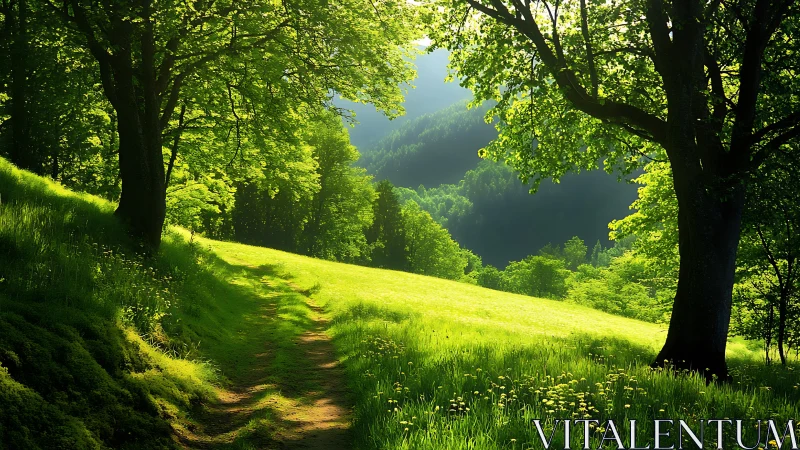 Emerald Cathedral: Where Woodland Pathways Frame Distant Mountain Dreams