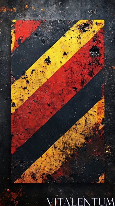 Rusted hazard stripes blazing through industrial midnight.