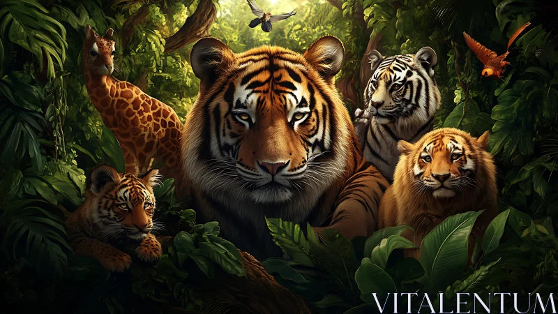 Jungle Big Cats: Tiger, Lion, and Wildlife in Tropical Forest