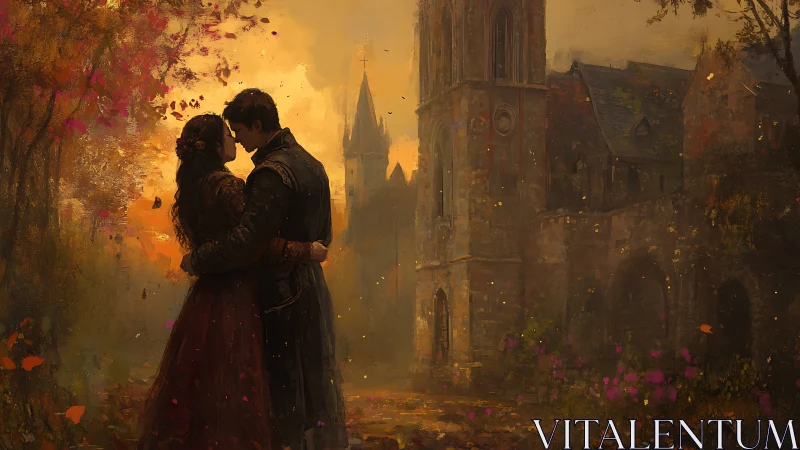 Medieval Romance Under Golden Autumn Sky