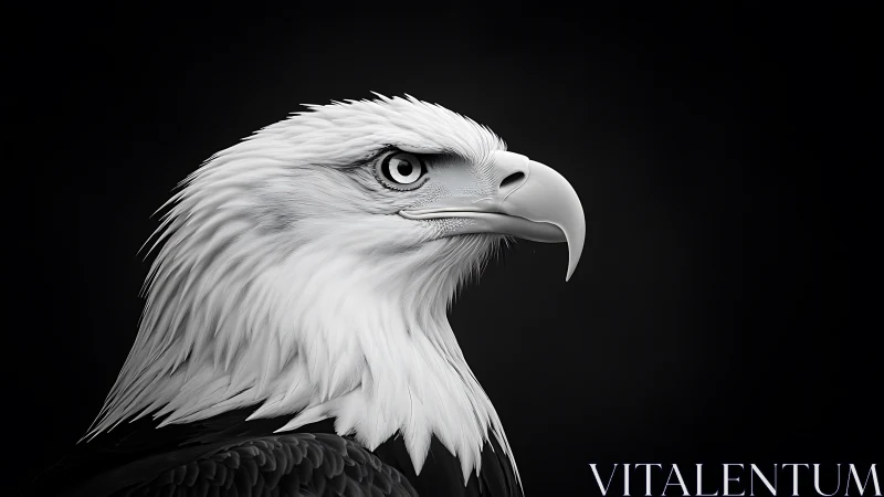 Majestic Bald Eagle Portrait in Detailed Black and White Art Style.