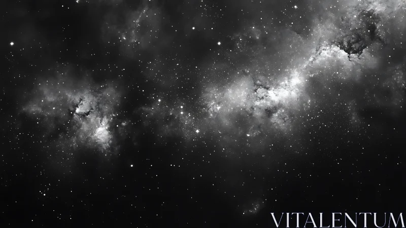 Starlit Milky Way drifts through deep monochrome space