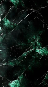 Emerald marble fractures over deep shadowed stone field.