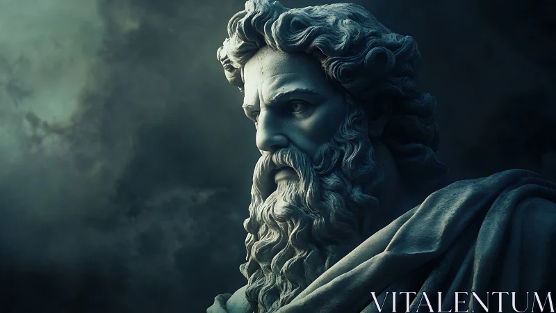 Digital bust of bearded male figure rendered with dramatic light