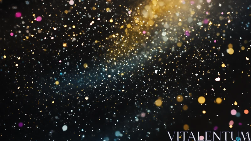 Glowing golden sparkles drift like stars in a midnight sky.