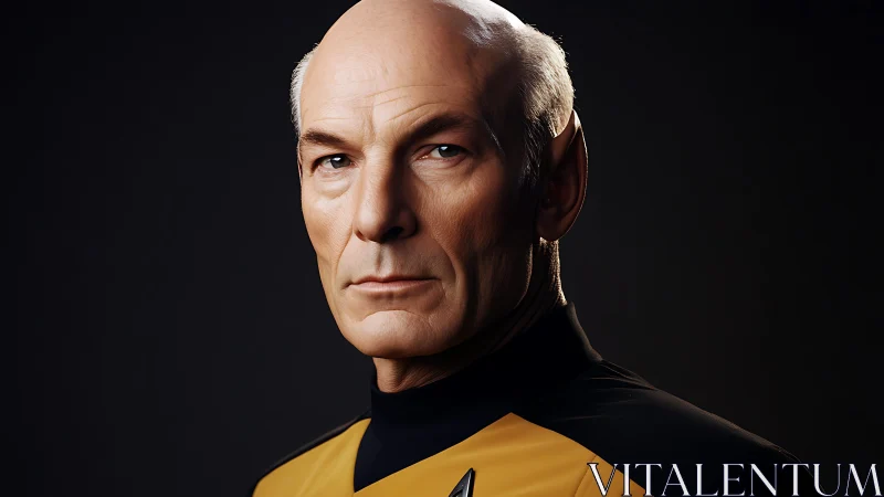 Bald male officer portrait in yellow and black uniform