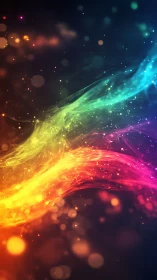 Shimmering rainbow light trails drifting through soft night.