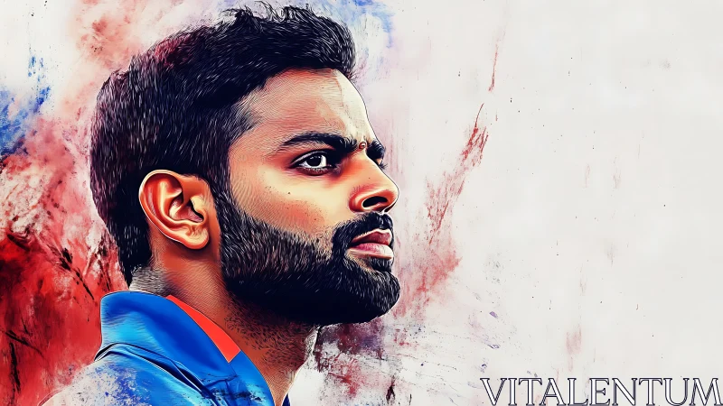 Digital painting profile portrait with abstract color fields.