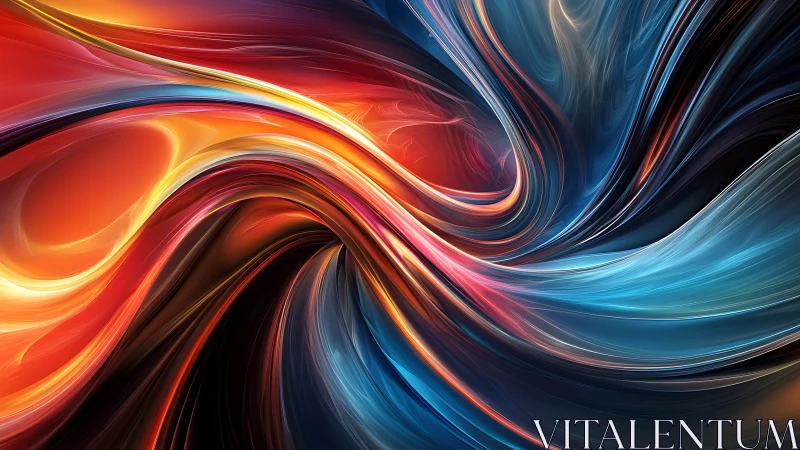 Swirling red and blue light streams converge around luminous core