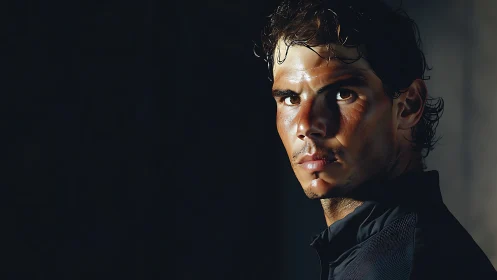 Male subject portrait with strong directional side lighting.