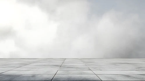 Concrete Perspective: Minimalist Receding Surface with Atmospheric Depth.