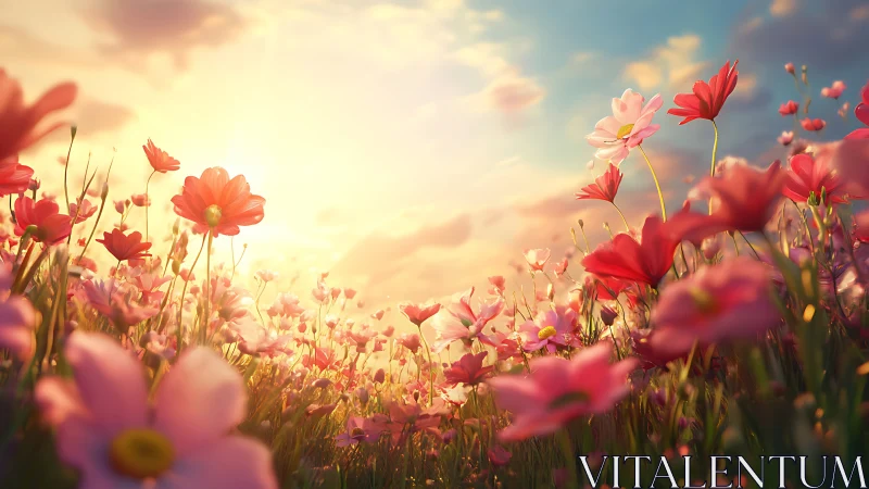 Radiant Wildflower Field at Golden Hour.