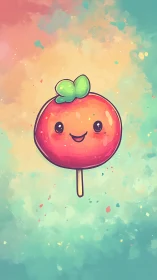 Cheerful Lollipop Character with Mint Leaf Crown.