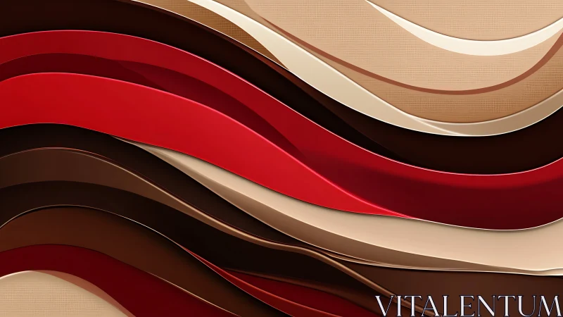 Rich flowing ribbons of red and mocha create warm movement