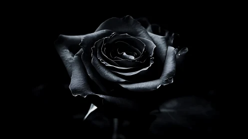 Midnight noir rose unfurls in a hush of luminous shadow.