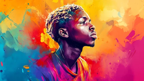 Radiant portrait of hopeful youth in glowing sunset colors.