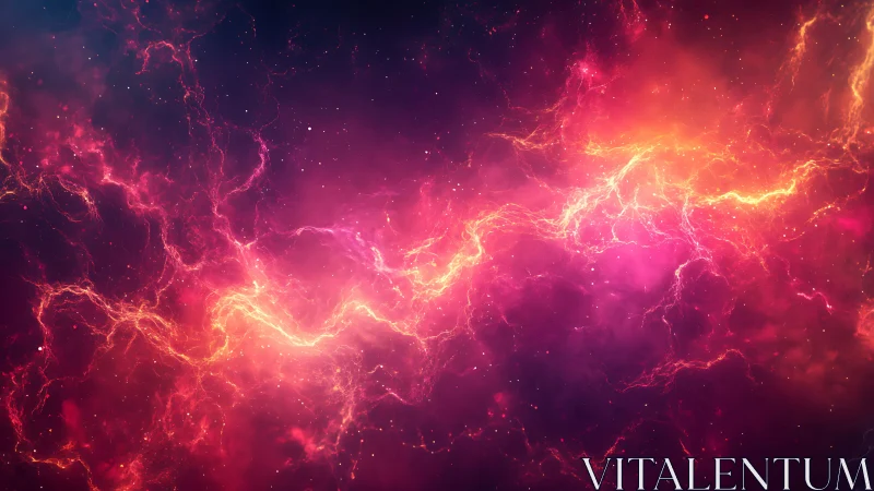 Cosmic lightning river braids fire and nebula into wild silk