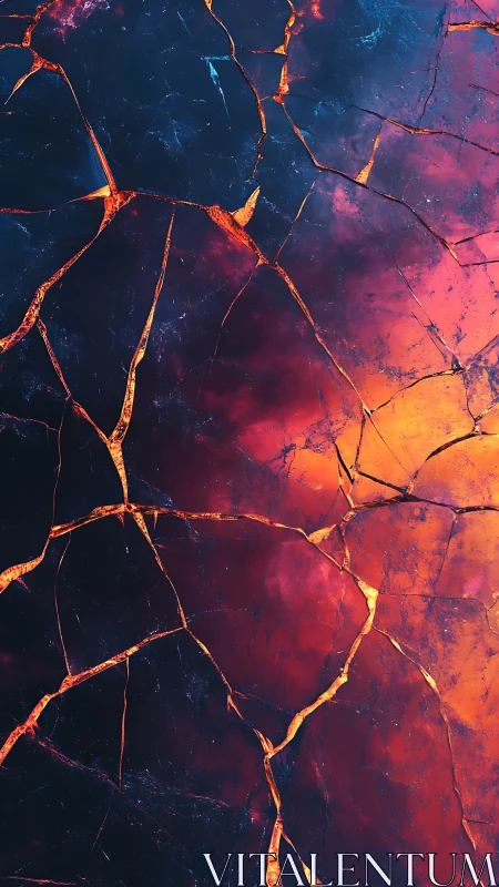 Fractured Surface with Molten Veins