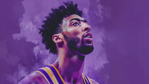 Purple court dreamer gazing toward unseen buzzer destiny.