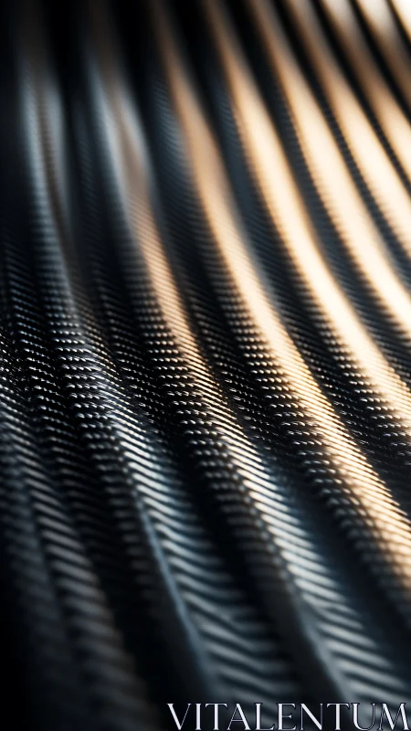 Curved metallic ridges show repeating micro texture in closeup