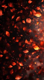 Luminous Autumn Leaves in Motion: Fiery Particle Dispersion.