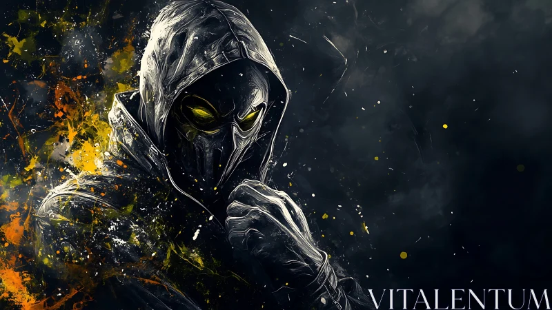 Midnight hooded warrior wrapped in glowing stormlight.