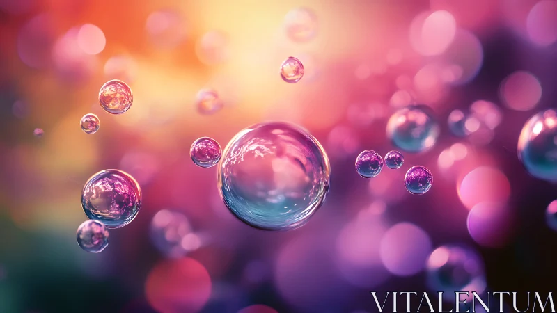 Suspended translucent spheres on blurred multicolor field.