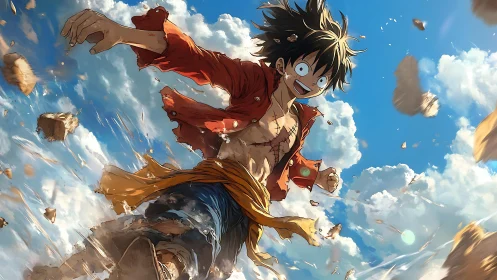 Skystriding rebel dashes through shattering clouds of stone.