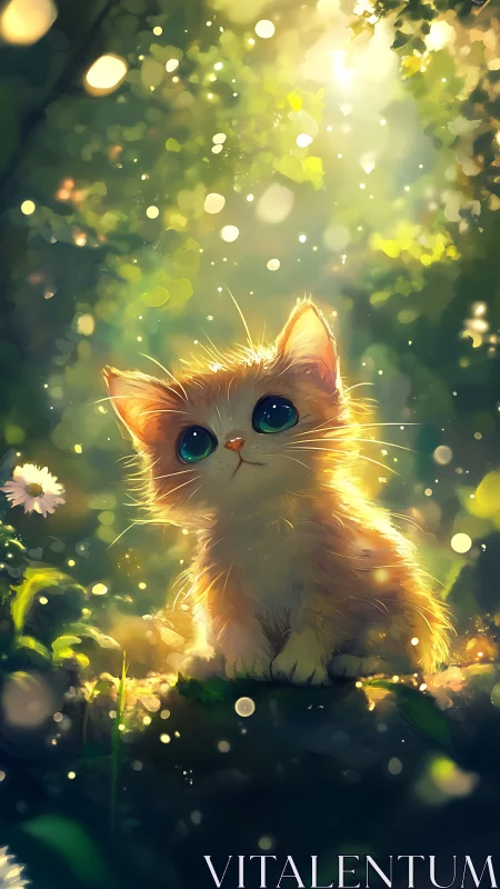 Illuminated Feline Portrait with Bokeh Atmospheric Effects and Luminescent Rendering