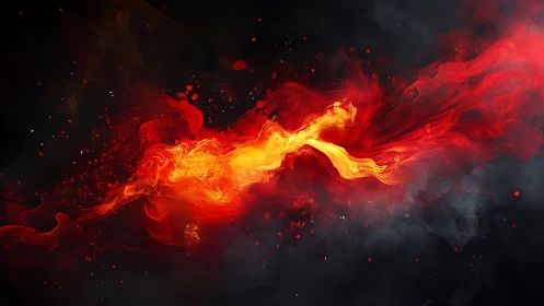 Fiery Plasma Wave Energy Burst Explosion.