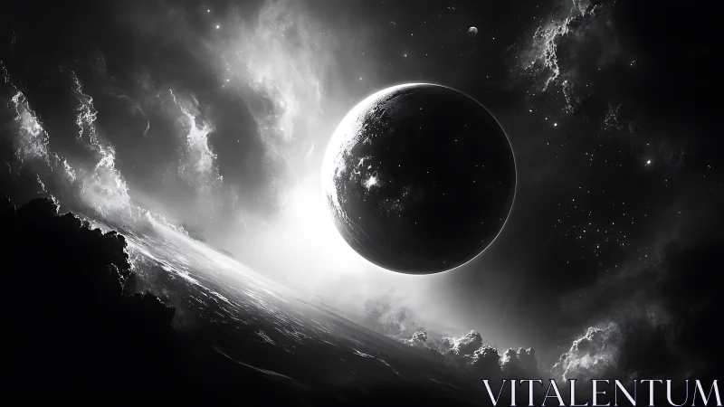 Midnight planet balances on a silver edge of stormlight