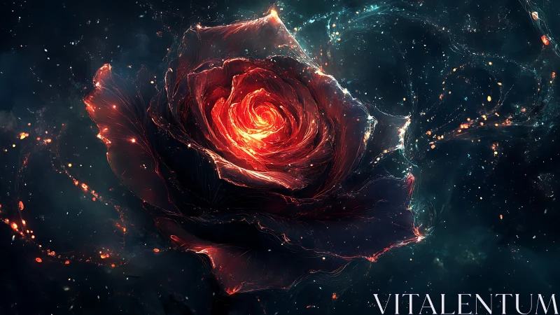 Astrophysical nebula rose with bioluminescent plasma core