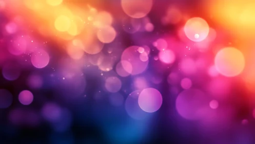 Defocused multicolor bokeh field with warm to cool gradient glow