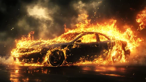 Inferno Chariot: The Automobile Consumed by Apocalyptic Flame.