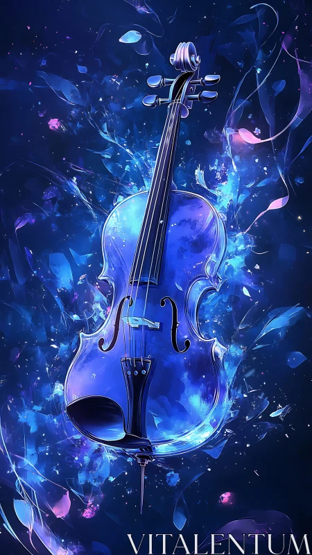 Luminous spectral violin suspended in fractal chroma field.